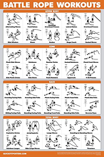 Palace Learning QuickFit Battle Rope Workout Poster - Laminated - Illustrated Exercise Chart (Laminated, 18in x 24in),Kids Room - Image 1