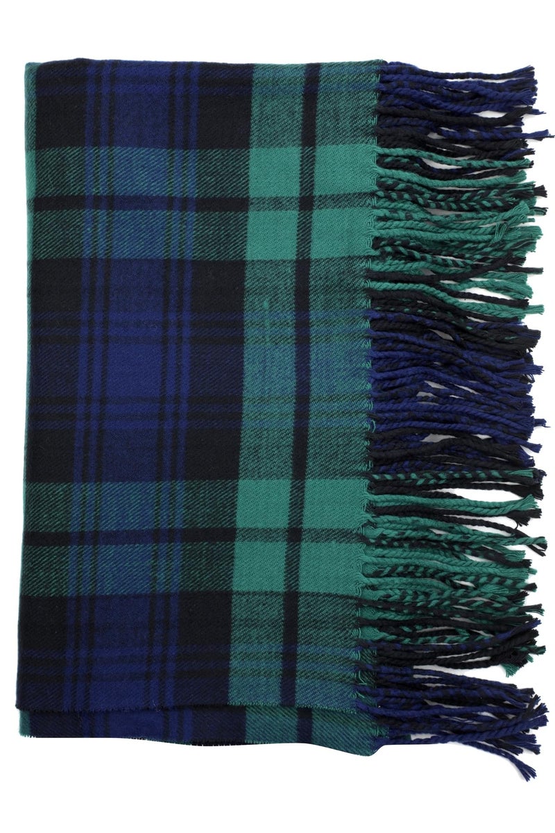 Achillea Long & Wide Scottish Tartan Plaid Large Cashmere Feel Blanket Scarf Check Shawl Wrap 80" x 29" (Green) - Image 5