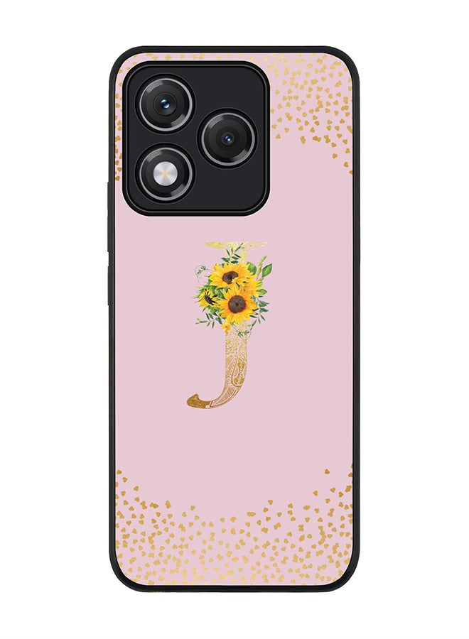 Stylizedd For Honor 400 Lite Case,Slim fit Camera Protection, Shockproof Thin Phone cover  - Custom Floral Monogram - J  (Pink )