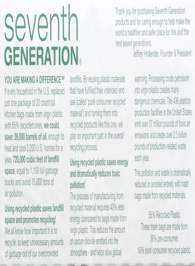 Seventh Generation Drawstring Trash Bags - 13 gal - 20 ct - 2 pk - Image 2