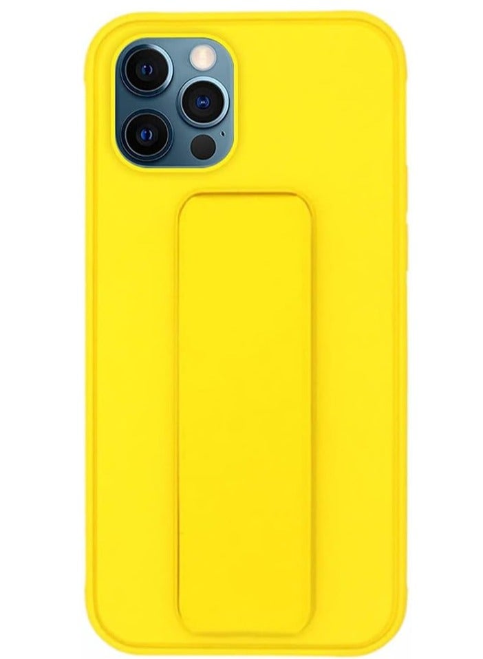 MIGOFAST iPhone 12/12 Pro, Finger Grip Phone holder Case Car Magnetic Multi-function 3 in 1 Shockproof Back Cover Protective Case (iPhone 12/12 Pro Yellow) - Image 1