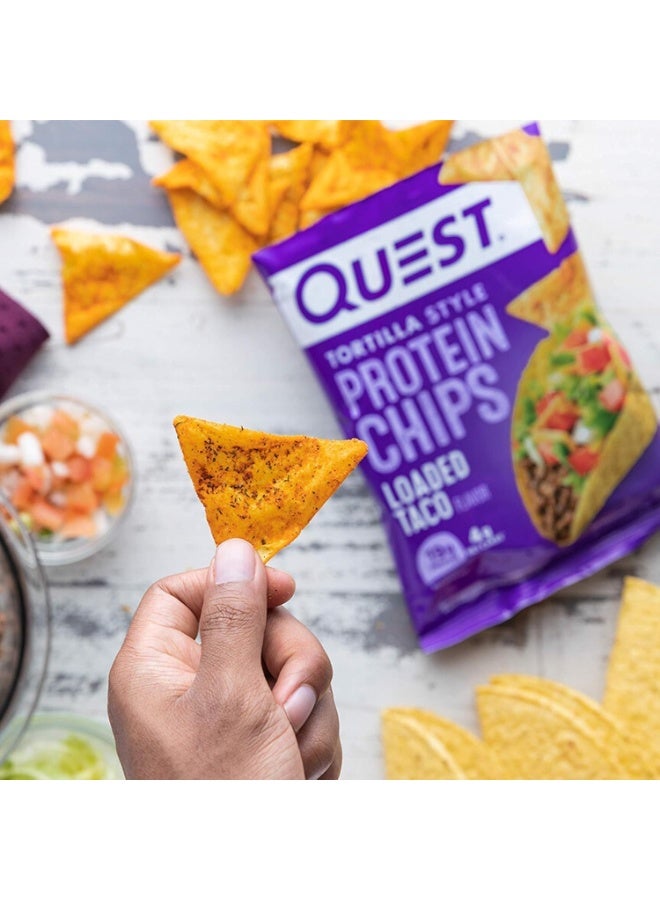 Quest Tortilla Style Protein Chips – Loaded Taco Flavor, High Protein, Gluten-Free, 32G (Box Of 8 Bags)
