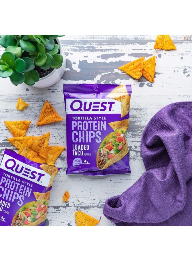 Quest Tortilla Style Protein Chips – Loaded Taco Flavor, High Protein, Gluten-Free, 32G (Box Of 8 Bags)