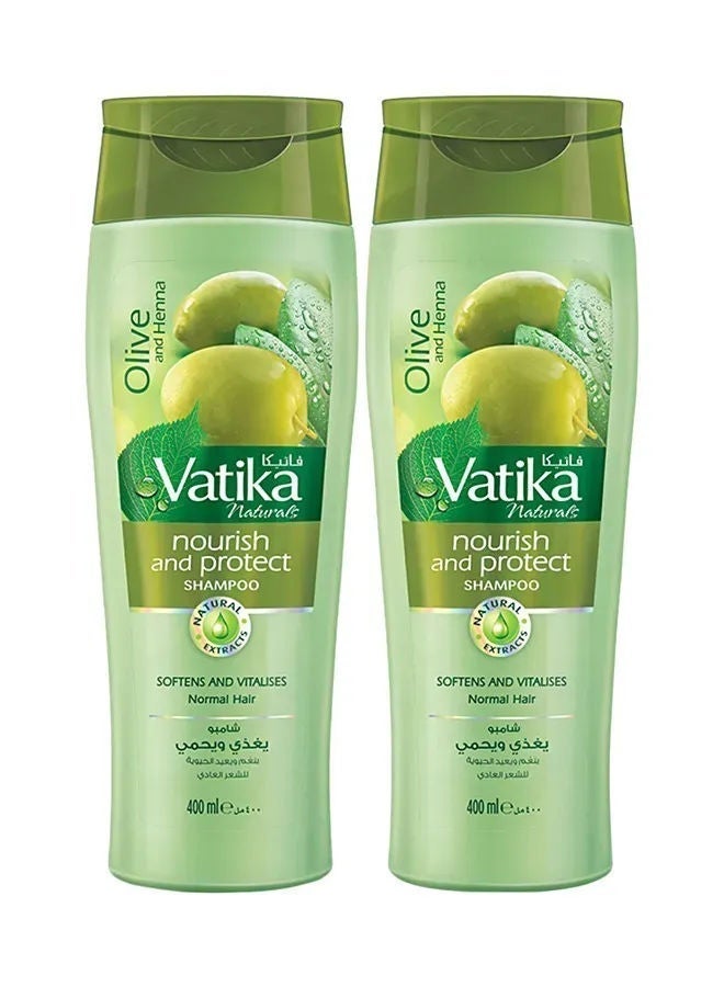 VATIKA Hair Nourish & Protect Shampoo, Olive & Henna, Pack Of 2, 2X400ml