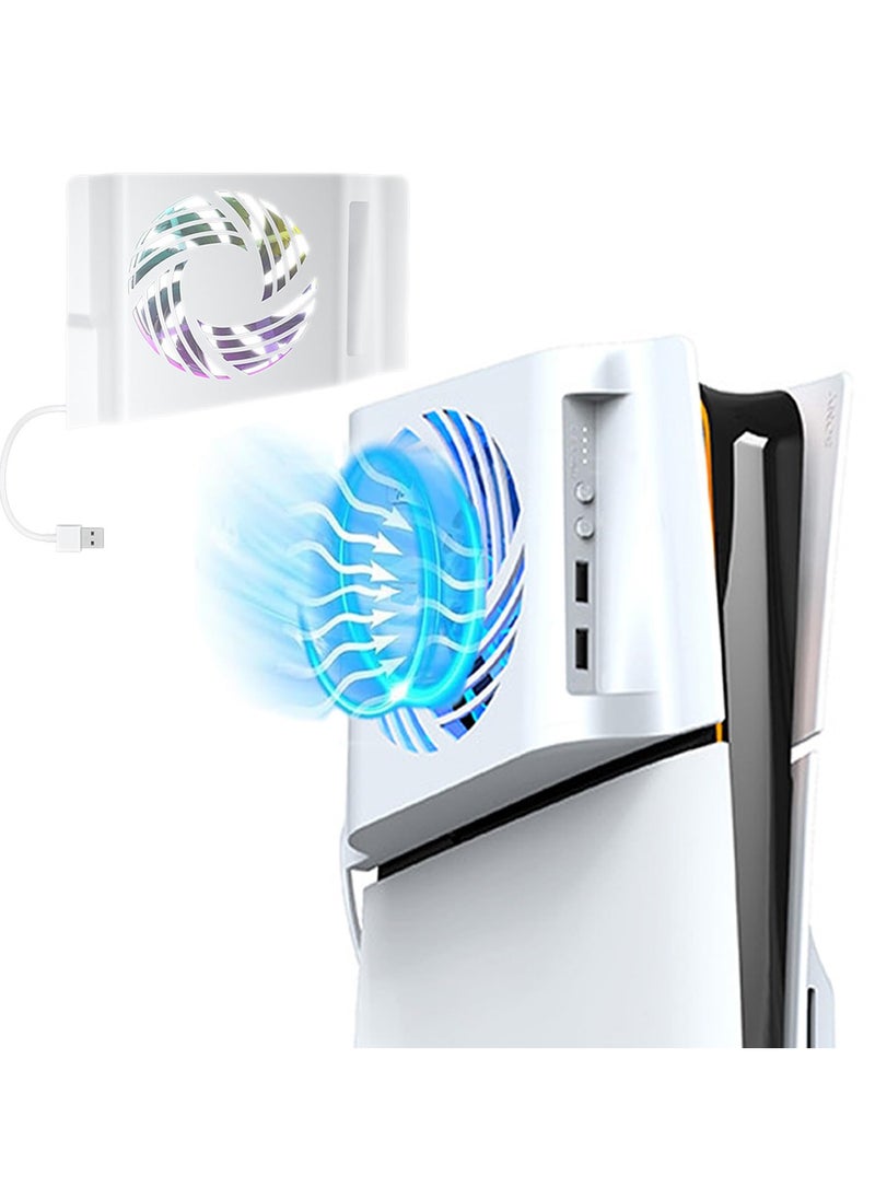 AOLION Cooling Fan for PS5 Slim [2024 New Release-Lwuckbarrt] Side Heat Dissipation, Cooling Fan, Automatic Temperature Sensing, RGB Colorful Lighting Modes, Efficient Cooling System, 3 Wind Speed  - Image 1