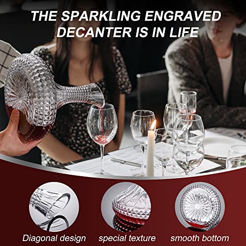 Paysky Wine Decanter - Hand Blown Lead-free Crystal Glass Wine Decanters and Carafes, Perfect Wine Gifts For Wine Lovers And Newlyweds, 1500ml - Image 5
