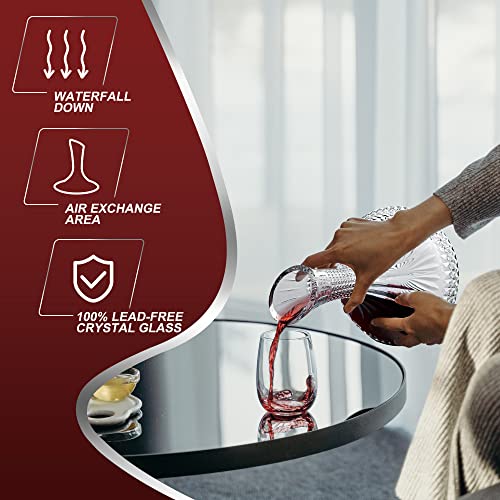 Paysky Wine Decanter - Hand Blown Lead-free Crystal Glass Wine Decanters and Carafes, Perfect Wine Gifts For Wine Lovers And Newlyweds, 1500ml - Image 2