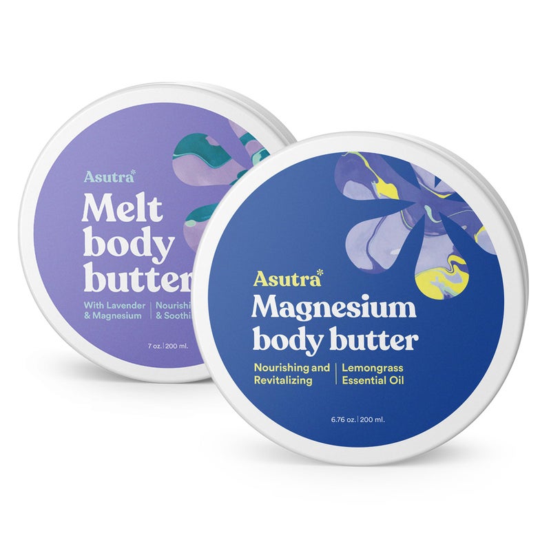 ASUTRA Magnesium Body Butter Bundle, 2 Products - Premium-Quality Magnesium & Melt Body Butter Lotion with Lavender, Shea Butter & Almond Oil Moisturizer - Image 1