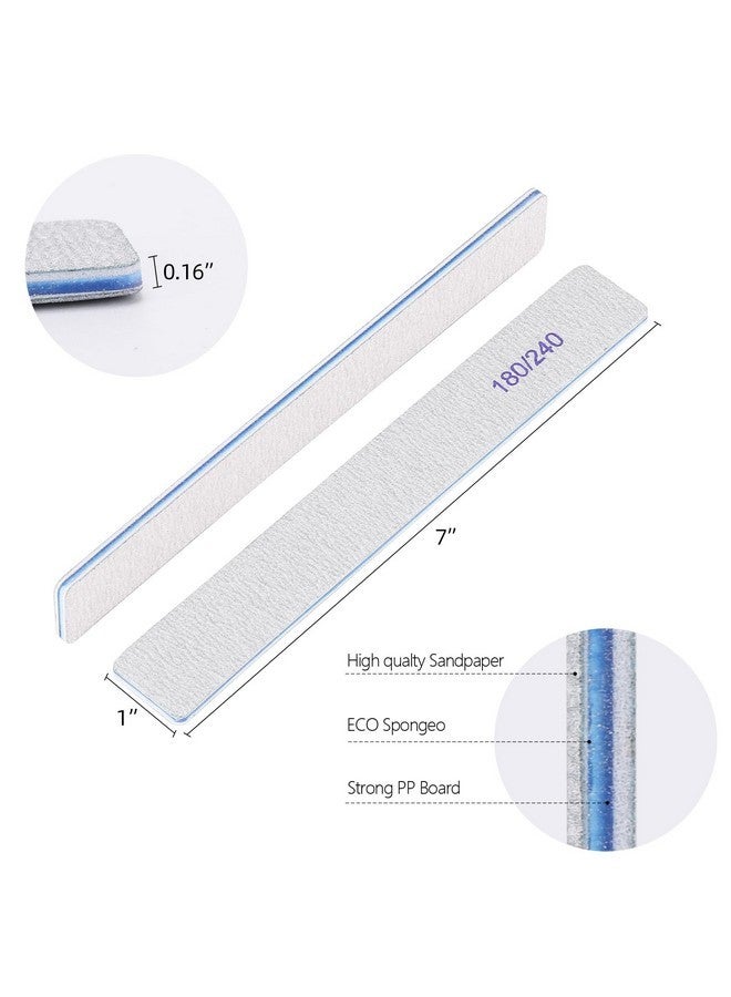 بي تي واي ام اس 25 قطعة من مبردات الأظافر المستطيلة ذات الحبيبات 180/240 للأظافر الطبيعية، مبردات أظافر الأصابع ذات الوجهين من أجل الأظافر - Image 2