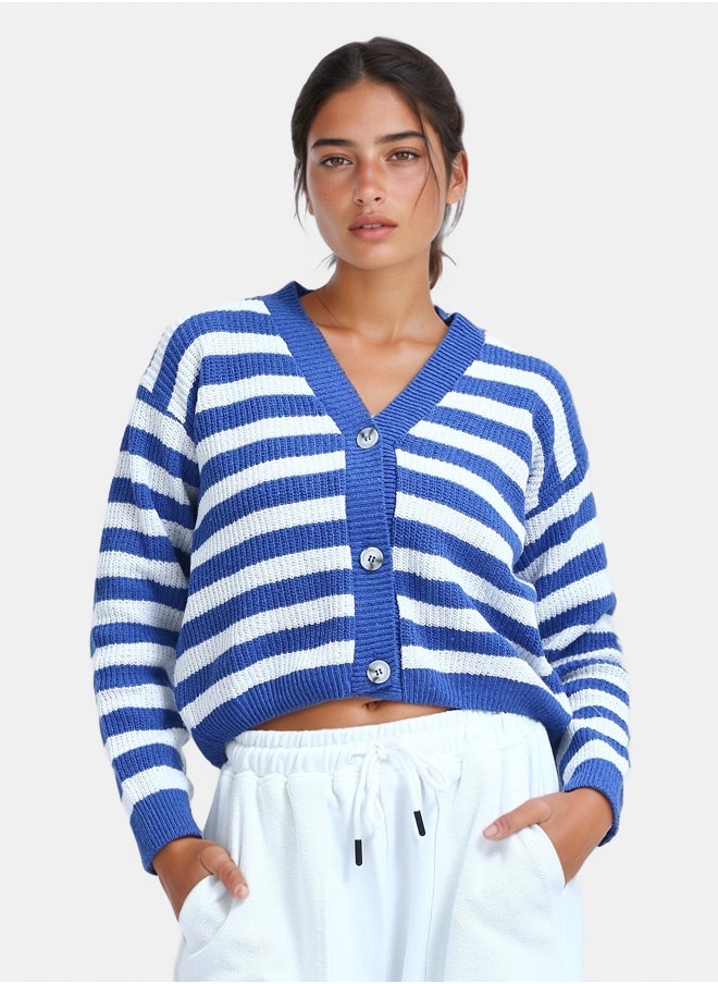 RAVIN Striped Knitted Cardigan  - Image 1