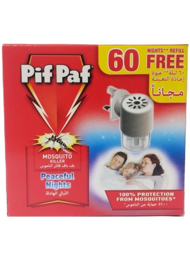 PIF PAF Mosquito Killer Peaceful Night Kit with Refill for 60 Nights 45 Ml - Image 1