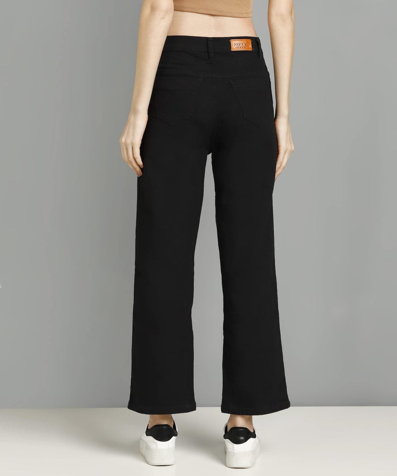 Nifty Women Mid Rise Denim Straight Fit Boyfriend Jeans (Jean_1438_BLK_28_Black_28) - Image 2