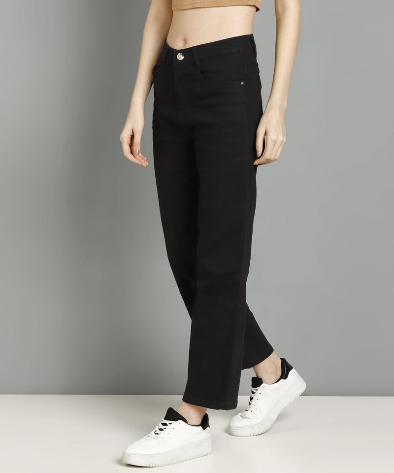 Nifty Women Mid Rise Denim Straight Fit Boyfriend Jeans (Jean_1438_BLK_28_Black_28) - Image 3
