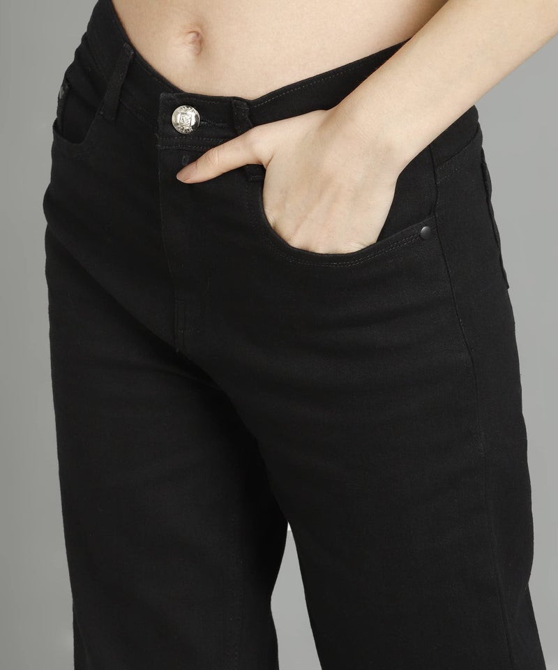 Nifty Women Mid Rise Denim Straight Fit Boyfriend Jeans (Jean_1438_BLK_28_Black_28) - Image 5