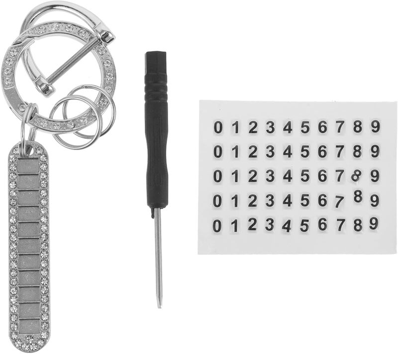 Rhinestone Car Keychain Set with Number and Horseshoe Clasp, Silver Bling Key Holder for Women, Anti-lost Car Key Ring Suitable for Temporary Parking and Daily Use - Image 1