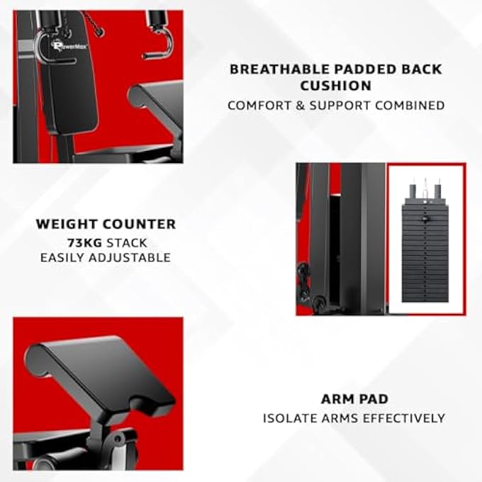 rayihni Gh-285 Multifunction Home Gym | 73Kg Weight Stack | Lat Pull Down | Arm Pad | Breathable Back Cushion | Compact Design Multi-Station Gym | Home Fitness System - Image 5