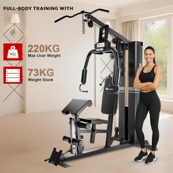 rayihni Gh-285 Multifunction Home Gym | 73Kg Weight Stack | Lat Pull Down | Arm Pad | Breathable Back Cushion | Compact Design Multi-Station Gym | Home Fitness System - Image 3