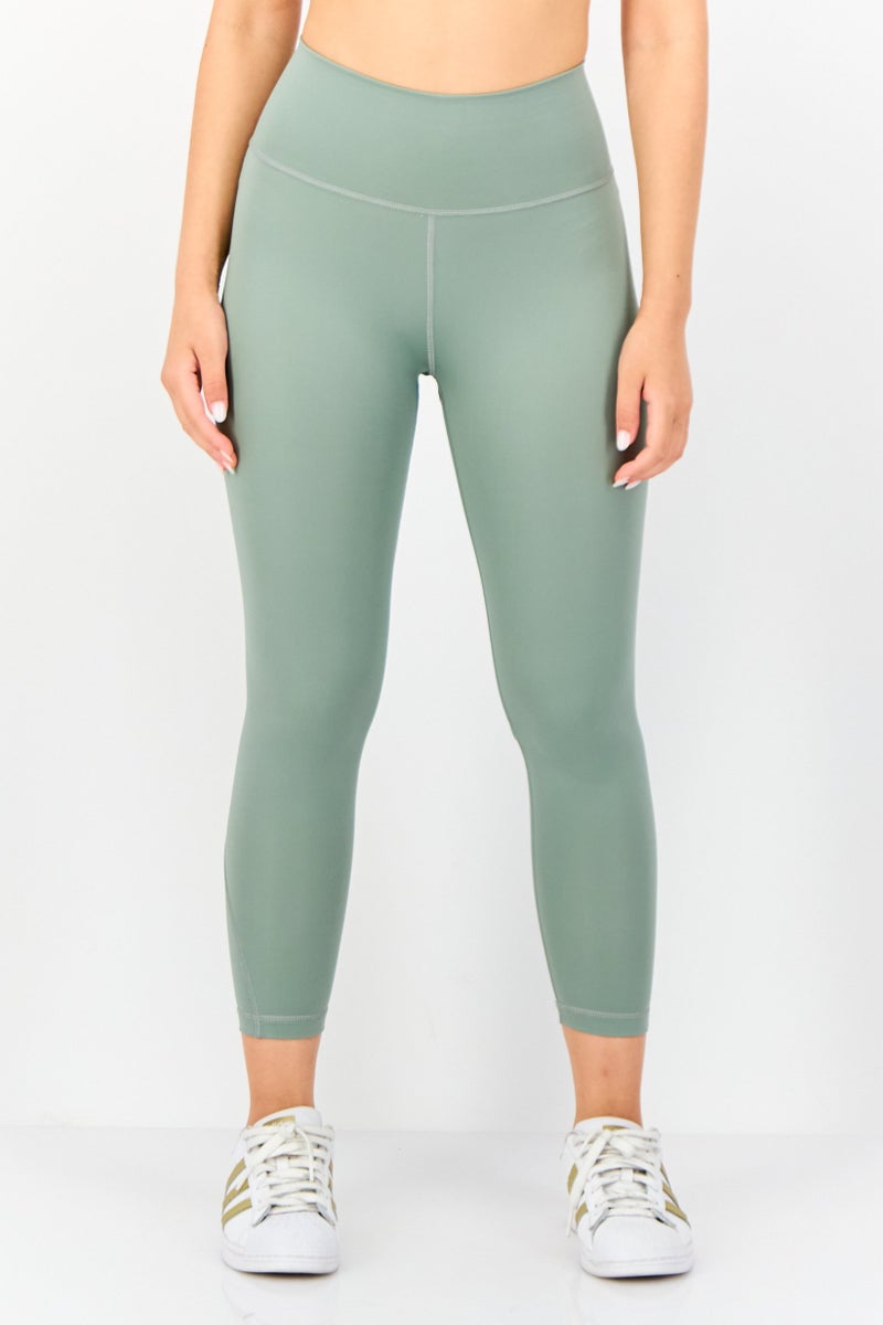 Adidas Women Optime 7/8 Sportswear Fit Training Leggings, Green - Image 1