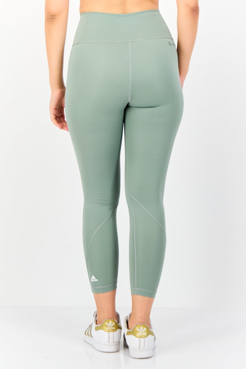 Adidas Women Optime 7/8 Sportswear Fit Training Leggings, Green - Image 2