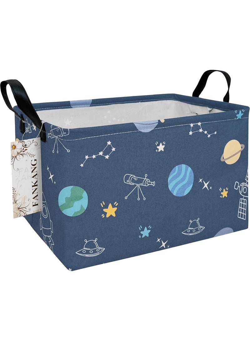 FANKANG FANKANG Storage Bins, Nursery Hamper Canvas Laundry Basket Foldable with Waterproof PE Coating Large Storage Baskets for Kids Boys and Girls, Office, Bedroom, Clothes,Toys(Rec-Colorful Space） - Image 1