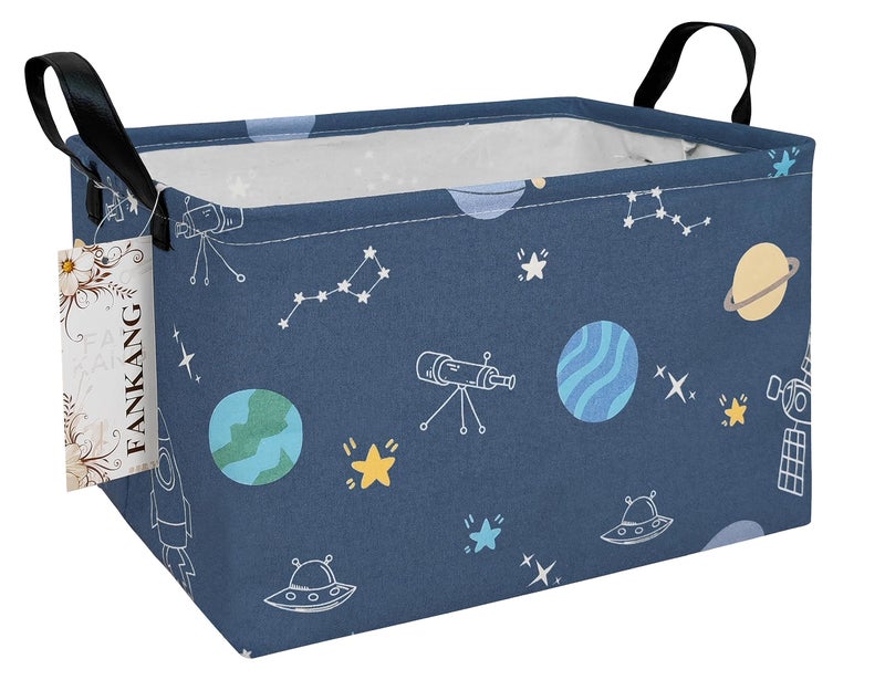 FANKANG Storage Bins, Nursery Hamper Canvas Laundry Basket Foldable with Waterproof PE Coating Large Storage Baskets for Kids Boys and Girls, Office, Bedroom, Clothes,Toys(Rec-Colorful Space - Image 1