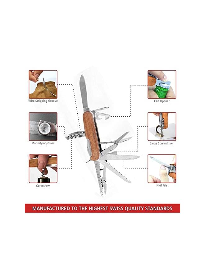 SWISS EAGLE Eagle Multi-Tool Army Knife - Packs 30 Tools In Your Pocket (SD - Brown)  - Image 4