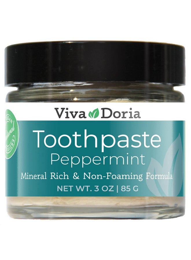 Viva Doria Iva Doria Fluoride Free Natural Toothpaste Peppermint (3 Oz Glass Jar) Refreshes Mouth Freshens Breath Keeps Teeth And Gum Healthy - Image 1