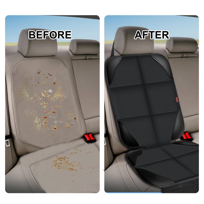 MORROLS Car Seat Protector for Child,2 Pack Car Seat Cushion,Waterproof Fabric Car Seat Covers for Non-Slip Backing Mesh Pockets for Baby,Pet,SUV, Sedan and Trunk(Black) - Image 4