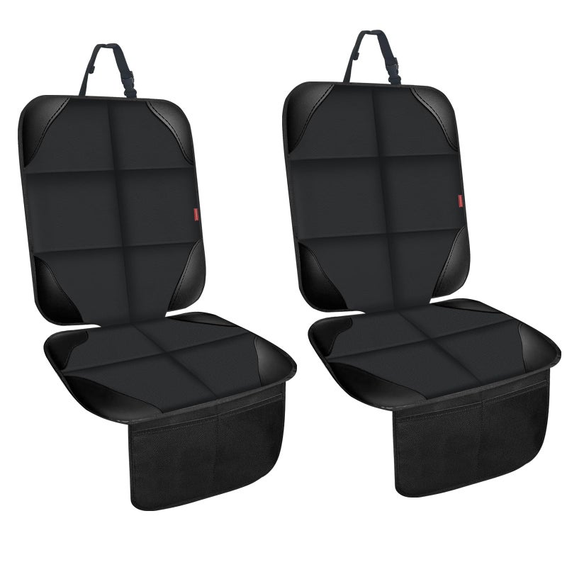 MORROLS Car Seat Protector for Child,2 Pack Car Seat Cushion,Waterproof Fabric Car Seat Covers for Non-Slip Backing Mesh Pockets for Baby,Pet,SUV, Sedan and Trunk(Black) - Image 1