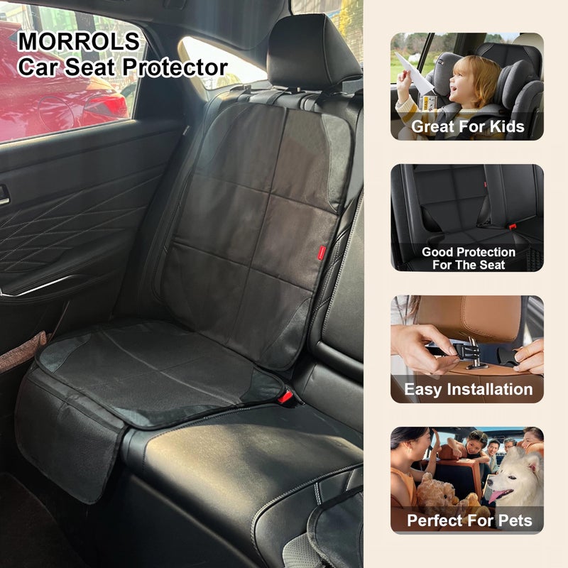 MORROLS Car Seat Protector for Child,2 Pack Car Seat Cushion,Waterproof Fabric Car Seat Covers for Non-Slip Backing Mesh Pockets for Baby,Pet,SUV, Sedan and Trunk(Black) - Image 2