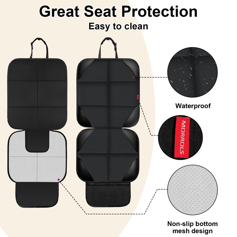 MORROLS Car Seat Protector for Child,2 Pack Car Seat Cushion,Waterproof Fabric Car Seat Covers for Non-Slip Backing Mesh Pockets for Baby,Pet,SUV, Sedan and Trunk(Black) - Image 3