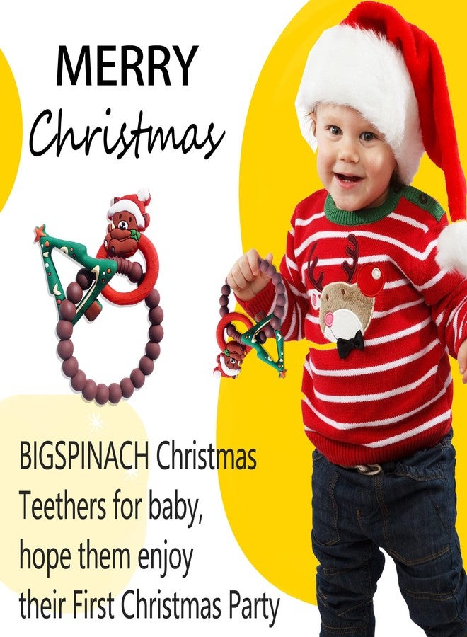 BIGSPINACH Baby's First Christmas Teether Christmas Tree and Christmas Bear Rattle Teething Ring Silicone Teething Toys for Kids Christmas Gifts or Christmas Stocking Filler - Image 2
