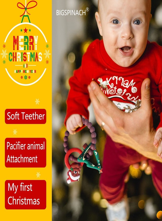 BIGSPINACH Baby's First Christmas Teether Christmas Tree and Christmas Bear Rattle Teething Ring Silicone Teething Toys for Kids Christmas Gifts or Christmas Stocking Filler - Image 3