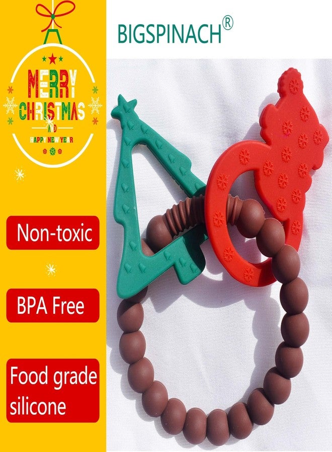 BIGSPINACH Baby's First Christmas Teether Christmas Tree and Christmas Bear Rattle Teething Ring Silicone Teething Toys for Kids Christmas Gifts or Christmas Stocking Filler - Image 5