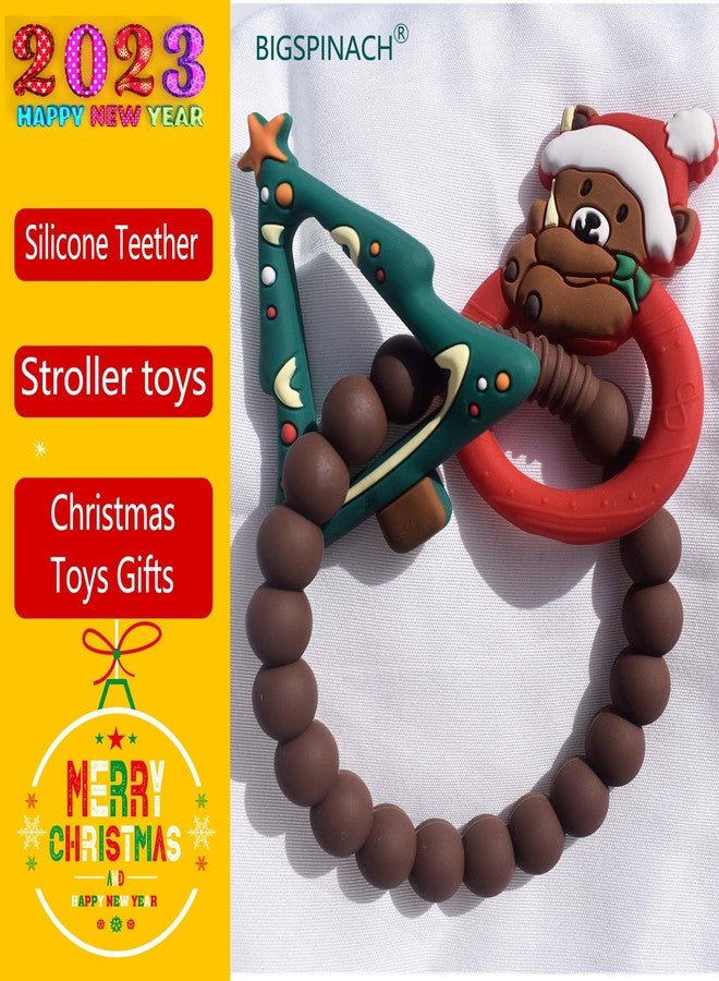 BIGSPINACH Baby's First Christmas Teether Christmas Tree and Christmas Bear Rattle Teething Ring Silicone Teething Toys for Kids Christmas Gifts or Christmas Stocking Filler - Image 4