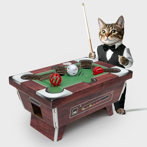 Suck UK Interactive Cat Toy Cat Toys for Indoor Cats Adult Kitten Toys Cardboard Scratcher Scratching Board with Ball Toy for Play Enrichment Stop Cats Scratching Furniture Pool Table - Image 3