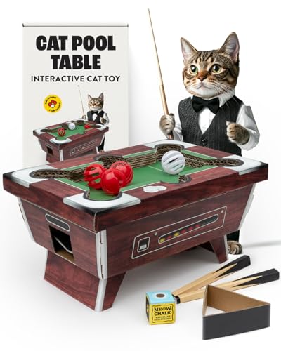 Suck UK Interactive Cat Toy Cat Toys for Indoor Cats Adult Kitten Toys Cardboard Scratcher Scratching Board with Ball Toy for Play Enrichment Stop Cats Scratching Furniture Pool Table - Image 1