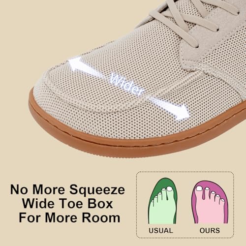 Pulltop Men's Barefoot Wide Toe Box Shoes - Minimalist Barefoot Dress Shoes Sneakers Zero Drop Men's Loafers & Slip-ons Walking Shoes Beige Size 13 Wide - Image 3