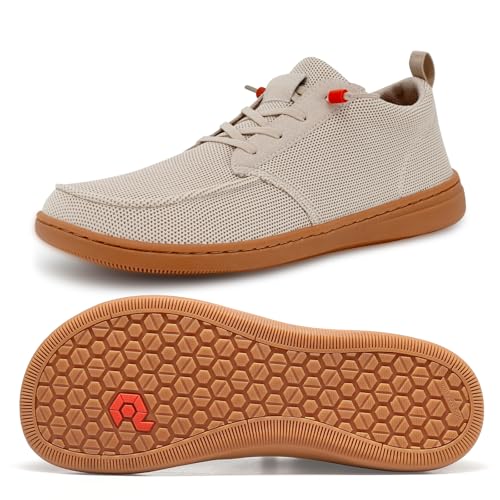 Pulltop Men's Barefoot Wide Toe Box Shoes - Minimalist Barefoot Dress Shoes Sneakers Zero Drop Men's Loafers & Slip-ons Walking Shoes Beige Size 13 Wide - Image 1