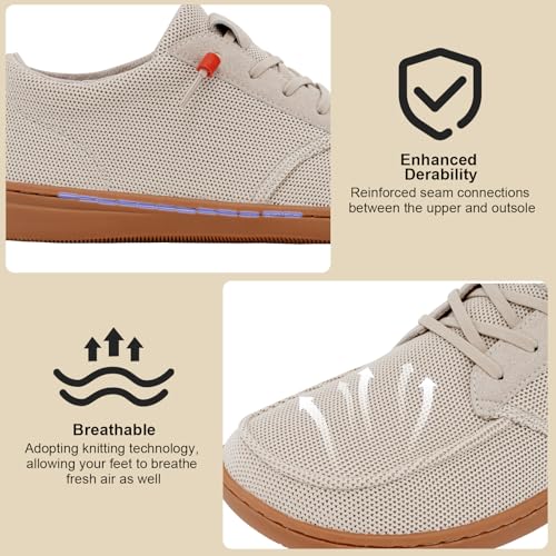 Pulltop Men's Barefoot Wide Toe Box Shoes - Minimalist Barefoot Dress Shoes Sneakers Zero Drop Men's Loafers & Slip-ons Walking Shoes Beige Size 13 Wide - Image 5