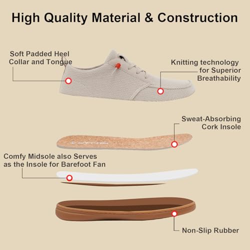 Pulltop Men's Barefoot Wide Toe Box Shoes - Minimalist Barefoot Dress Shoes Sneakers Zero Drop Men's Loafers & Slip-ons Walking Shoes Beige Size 13 Wide - Image 4