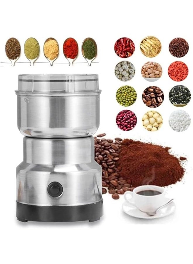 Electric Coffee and Spice Grinder, Stainless Steel, 150-300W, Silver - Image 1