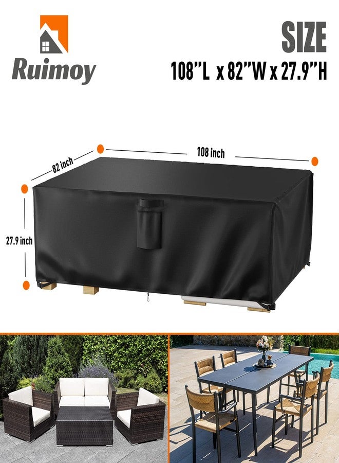 Ruimoy Patio Furniture Covers, Outdoor Furniture Cover Waterproof, General Purpose, Outside Table and Chair Covers, Heavy Duty 600D (108 Inch L x 82 Inch W x 27.9 Inch H) - Image 2