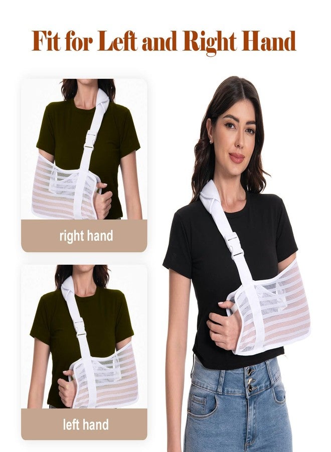 Ledhlth Arm Sling for Broken Arm, Torn Rotator Cuff, Shoulder, Elbow, Wrist Injury, Mesh Support Brace for Men and Women (White, One Size) - Image 3