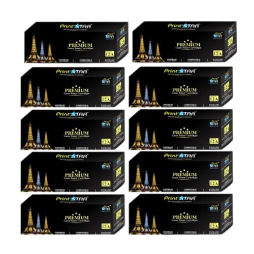Print Star 12A Black High Yield Laser Toner Cartridge – Replacement for HP Q2612A, Compatible with HP Laserjet Printers – Sharp Text, Clear Graphics, Reliable, Easy Installation (Pack of 10) - Image 1