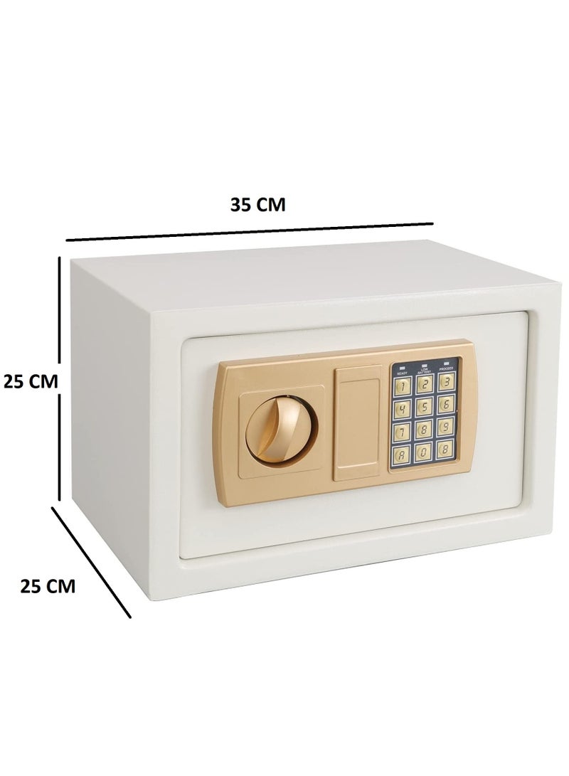 RENOVO Digital Safe Box With Electronic Keypad and Key Lock White 250 MM - Image 2