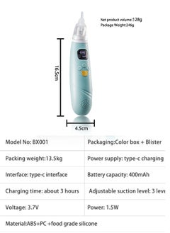 DUOLADUOBU Electric Nasal Aspirator for Baby Safe/Quick/Hygienic Baby Nose Sucker with  Suction USB Rechargeable with 3 Silicone Heads Nose Cleaner for Toddlers Music & Light Soothing Function（Sky Blue)  - Image 4