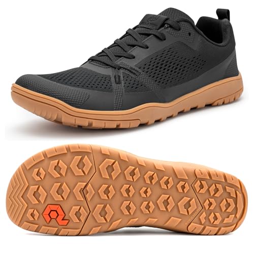Pulltop Barefoot Wide Toe Box Shoes for Men - Trail Running Gym Shoes | Zero Drop Sole | Minimalist Cross-for Training Black Gum Size 9 - Image 1