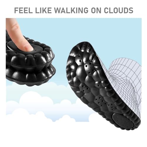 VivoFoot 2 Pair Foam Insoles, 4D Cloud Soles, Anti-Fatigue Pain Relief Work Sports Running Comfort Shoe Inserts, Trim to Fit Replacement Pads for Men Women (Women 5-9, Black) - Image 4