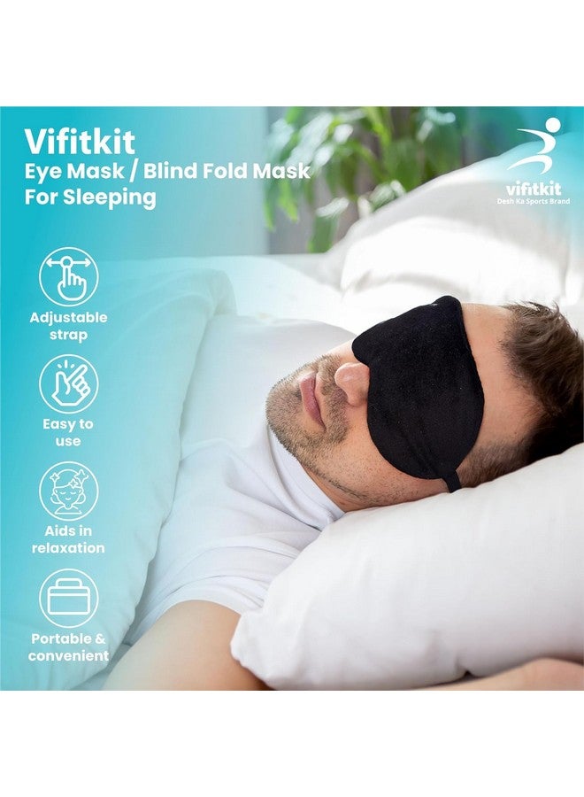Vifitkit VFK by Trendy Home Eye Mask for Sleeping with Adjustable Strap, Premium Sleeping Mask for Men, Women and Kids, Blind Fold for Comfortable Sleep, Travelling Sleep Mask, Sleeping Eye Mask (Pack of 2, Black) - Image 2
